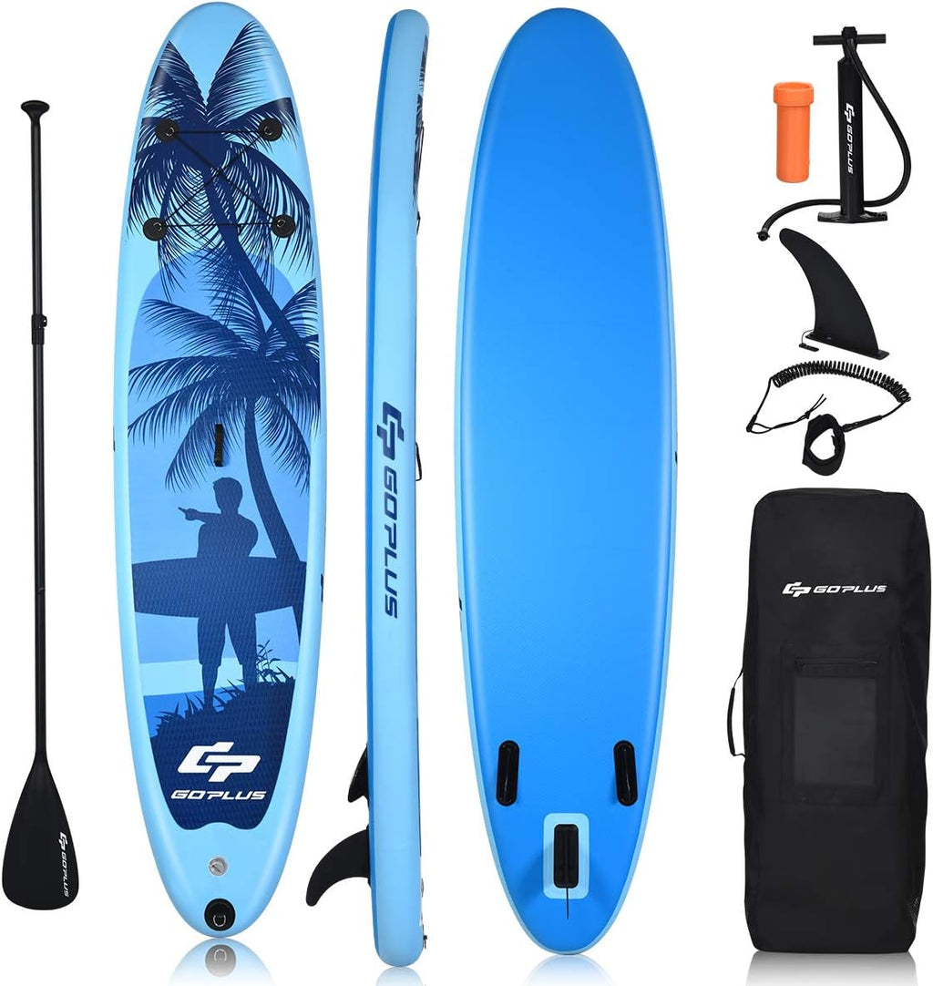Goplus 9.8'/10'/11' Inflatable Stand Up Paddle Board, 6.5' Thick SUP with Premium Accessories and Carry Bag, Wide Stance, Bottom Fin for Paddling, Surf Control, Non-Slip Deck, for Youth and Adult