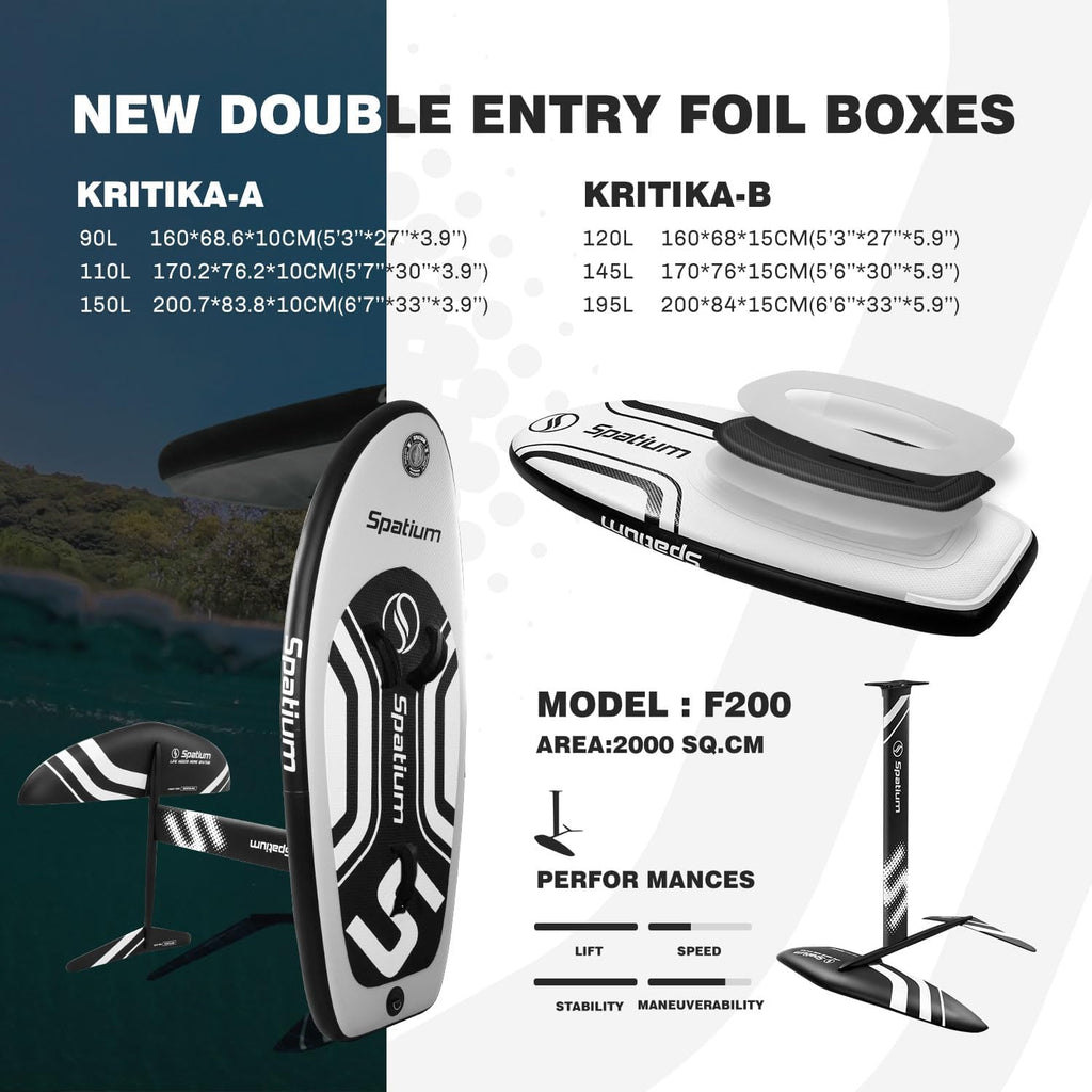 Spatium Unpowered Hydrofoil Boards Inflatable Foil Board Foiling Surfing with F200 Foil Boarding Without Motor