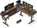 WALKINGDESK 75 Inches Height Adjustable L Shaped Standing Desk with 5 Drawers and Monitor Shelf, Electric Sit to Stand Home Office Comupter Table, Ergonomic Corner Gaming Desk, Black Walnut