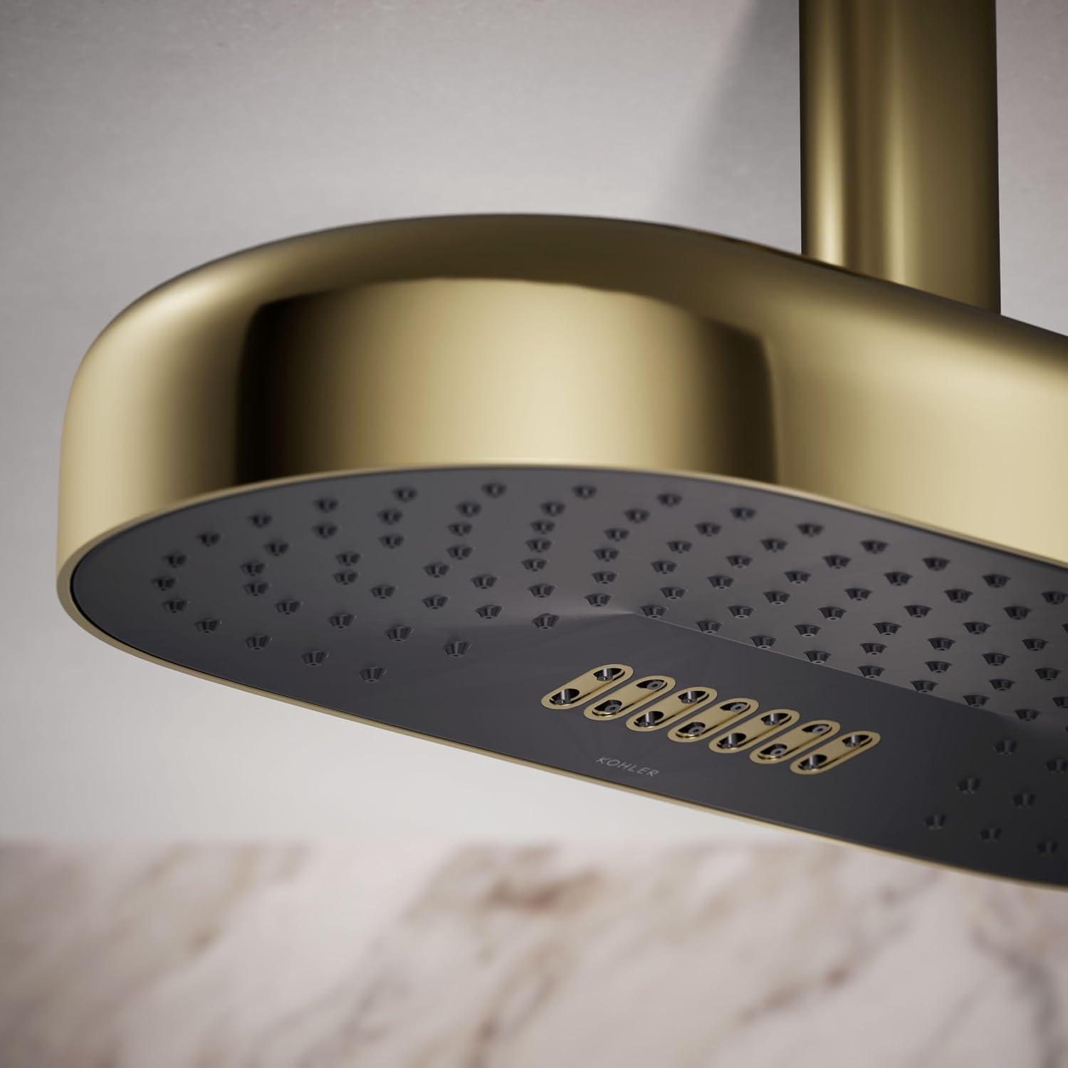 Kohler 26297-AF Statement® Oblong 18' two-function rainhead, 2.5 gpm, Vibrant French Gold
