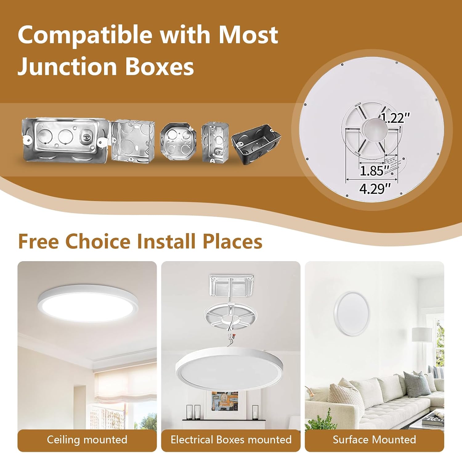 Dimmable 12Inch LED Flush Mount Ceiling Light, 24W, 2520LM, 2700K/3000K/4000K/5000K/6000K CCT Selectable,LED Round Flat Panel Light Dimmable from 5% to 100% for Bedroom,Kitchen,Hallway, White 12PK