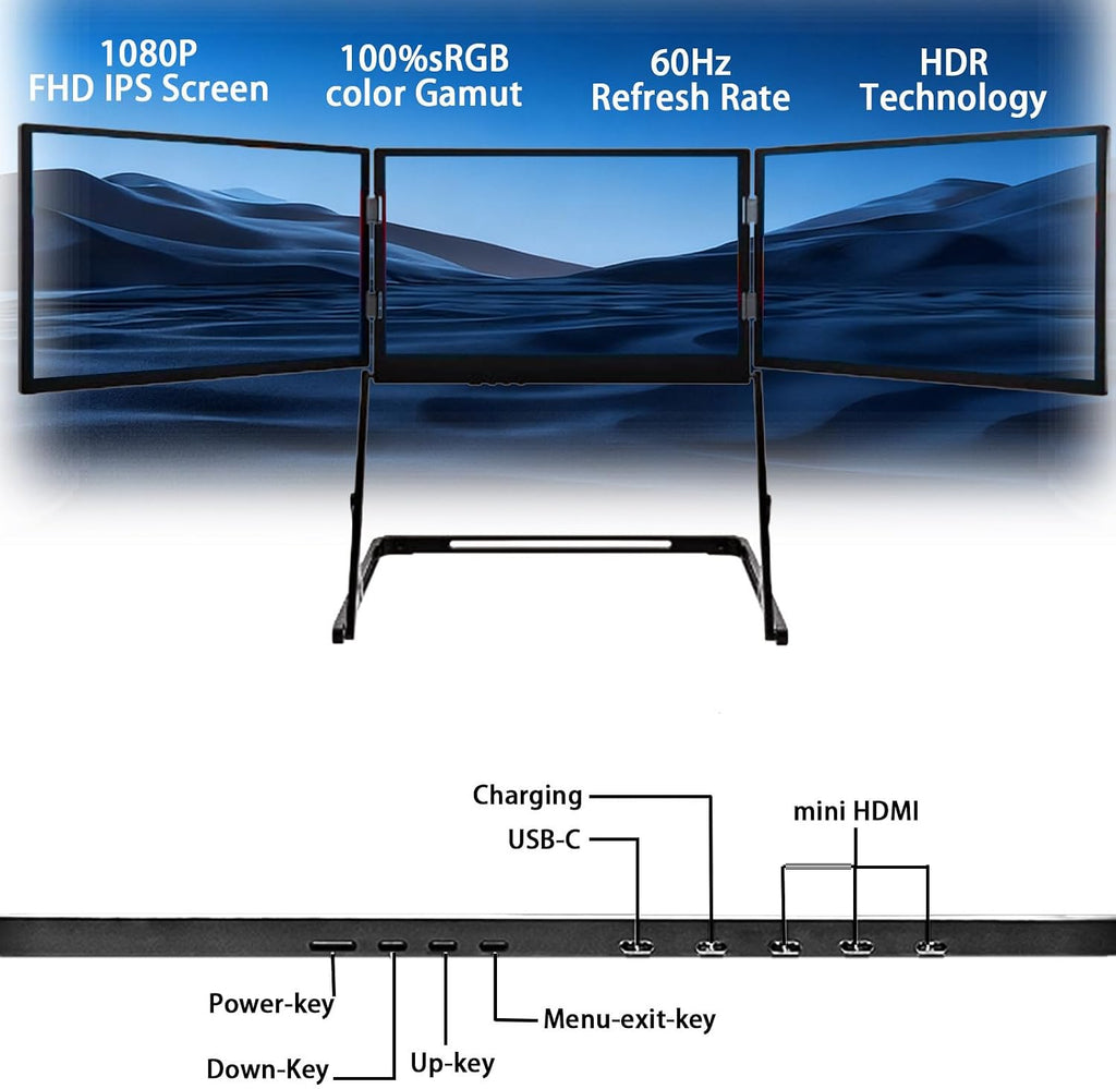 Laptop Dual Monitors, Display Extender, Portable Laptop Screen Extender, 15.6-inch HD Display, Easily Create a Multi-Screen Home Office System for Improved Meeting and Learning Efficiency