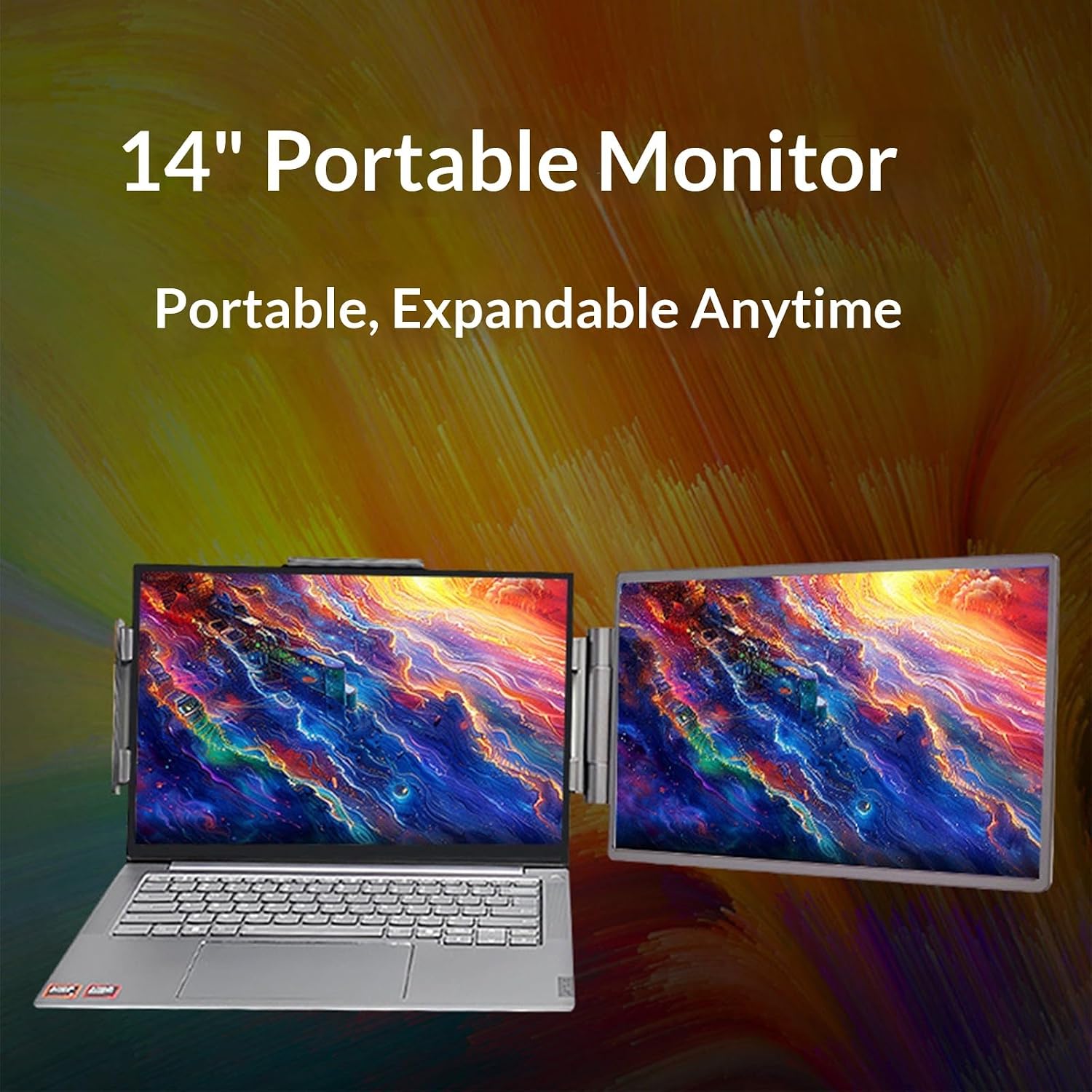 14inch Portable External Monitor 1920x1080 Resolution USB C HDTV Connectivities Adjustable Stand for Laptop Screen Exten