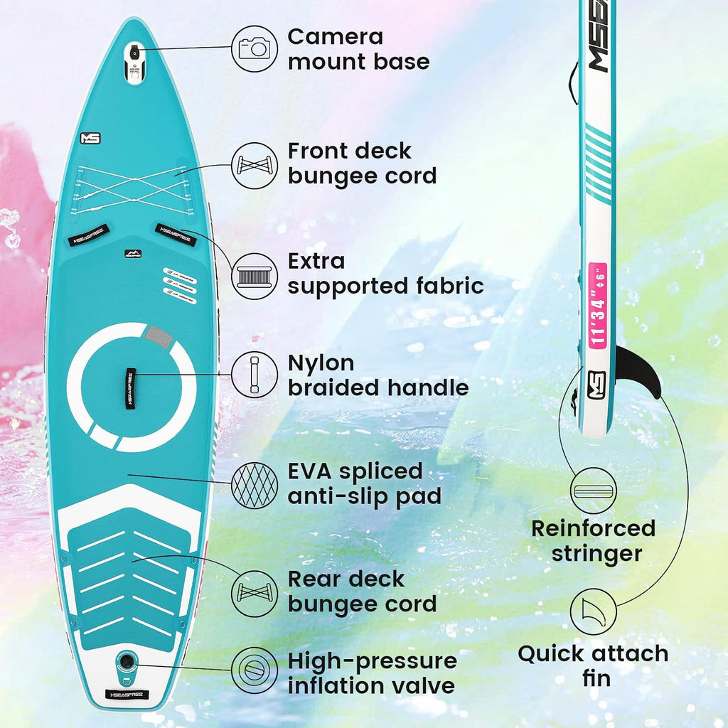 Inflatable Paddle Board 9.9'x33 x5 with Premium SUP Accessories & Backpack, Wide Stance, Bottom Fin for Paddling, Paddle, Leash, Surf Control, for Youth & Adult