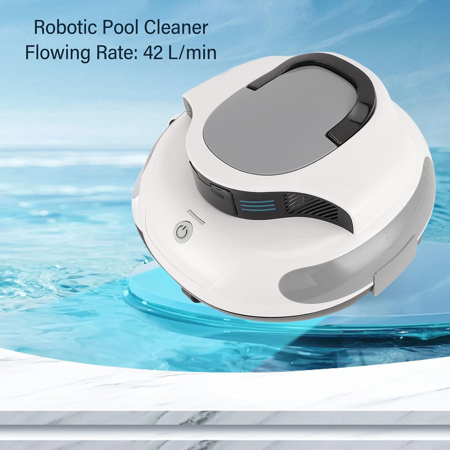 Robotic Pool Cleaner, Pool Vacuum with Self Parking Function, Automatic Cleaning, 1000 ft ² Cleaning Area, 5000mAH Battery, Cordless Above Ground Pool Vacuum Pool Robot Vacuum (US)