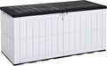 YITAHOME 134 Gallon Large Deck Box, Waterproof Resin Outdoor Storage Box with Lock and 2-Person Bench Seating for Patio Furniture Cushions,Garden Tools & Pool Accessories, Black & Grayish-White