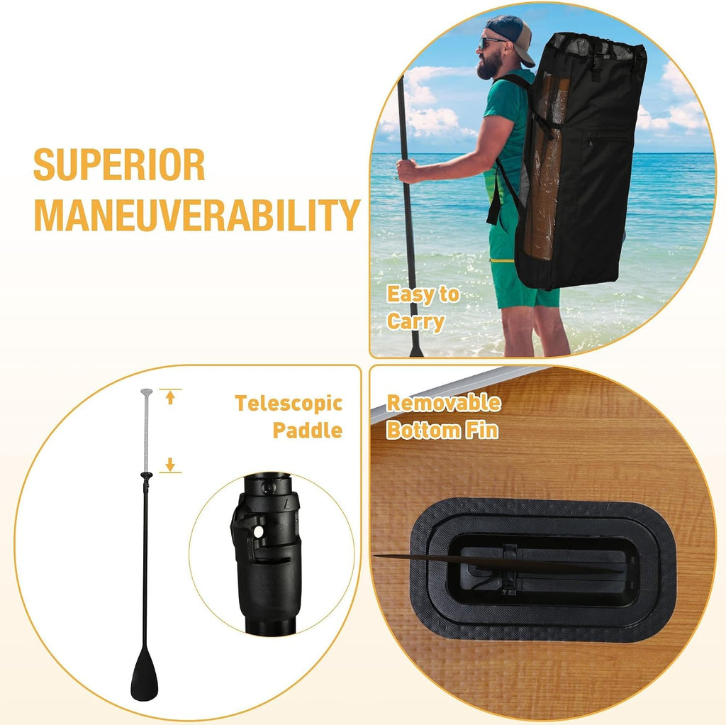Inflatable Paddle Boards with Non-Slip Deck, Ultra-Light Stand Up Paddle Board Surf Board with Accessories & Carry Bag, Wide Stable Design for Adults and Youth
