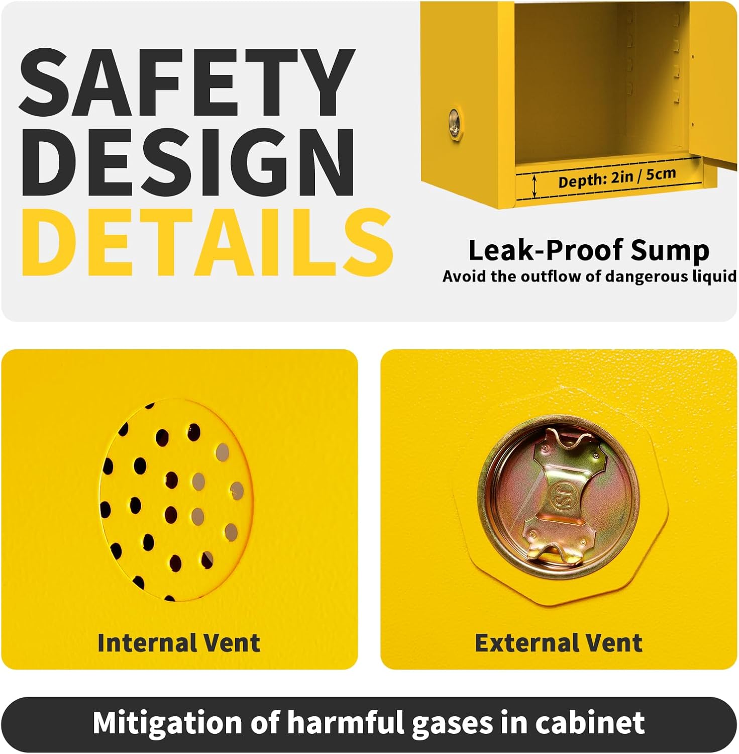 22 Gallon Flammable Cabinet, Hazardous Storage cabinets, Galvanized Steel Safety Storage Cabinet, Adjustable Shelf Fireproof Cabinet, for Commercial Industrial and Home Use 25H x 20W x 20D