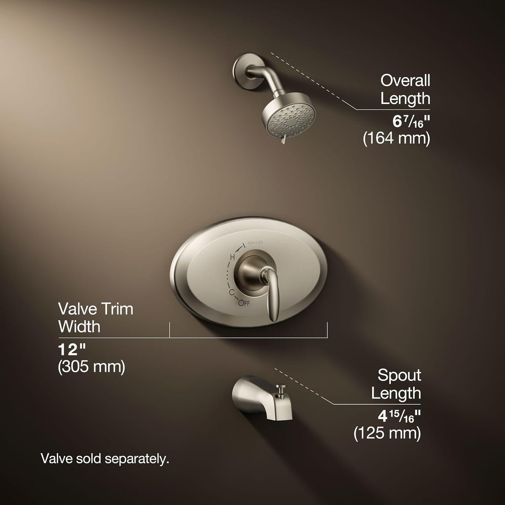 Kohler K-TS21948-4G-BN Remodel Rite-Temp Bath and Shower Trim Kit, 1.75 GPM, Vibrant Brushed Nickel