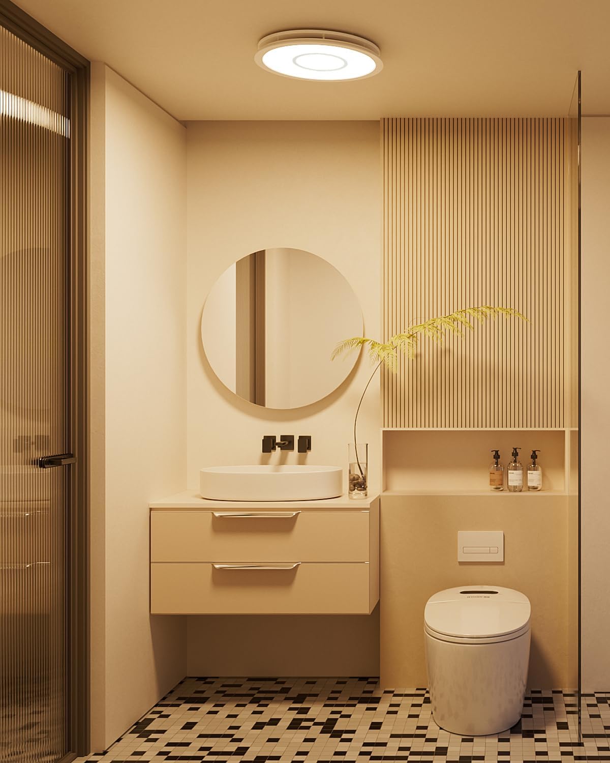 Fitop Bathroom Exhaust Fan with Light, 130 CFM 47W Ceiling Mount Shower Ventilation Exhaust Fan, 1.5 Sones Bathroom Vent Fan with Light, 1100LM LED Light 3000K/4000K/5000K (Silver)