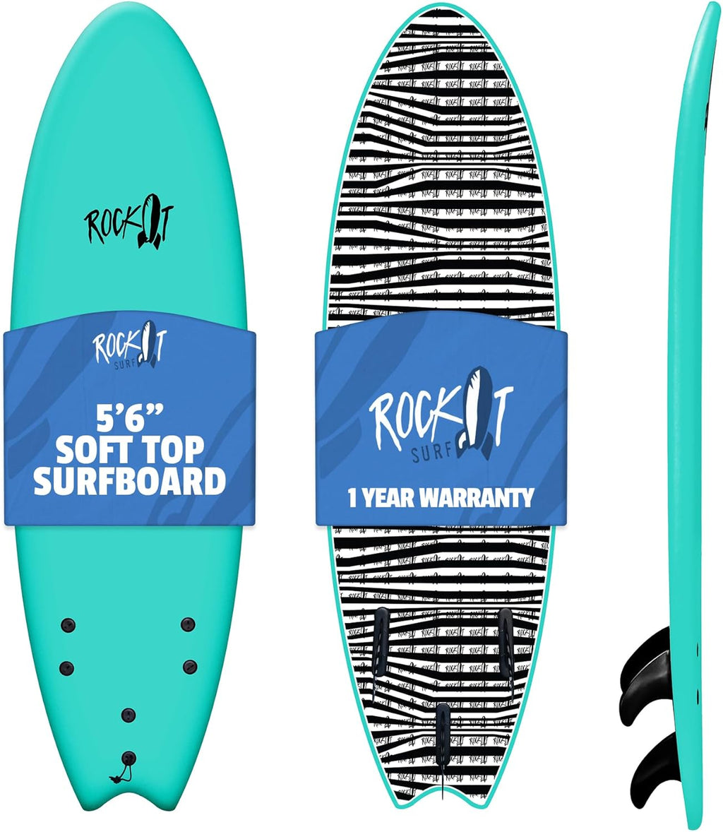 Rock-It 6' Albert Performance Fish Soft Top Surfboard Surf Board, Foam Surfboard, Kids Surfboard, Adult Surfboard, Tabla De Surf, Beginner Surfboard