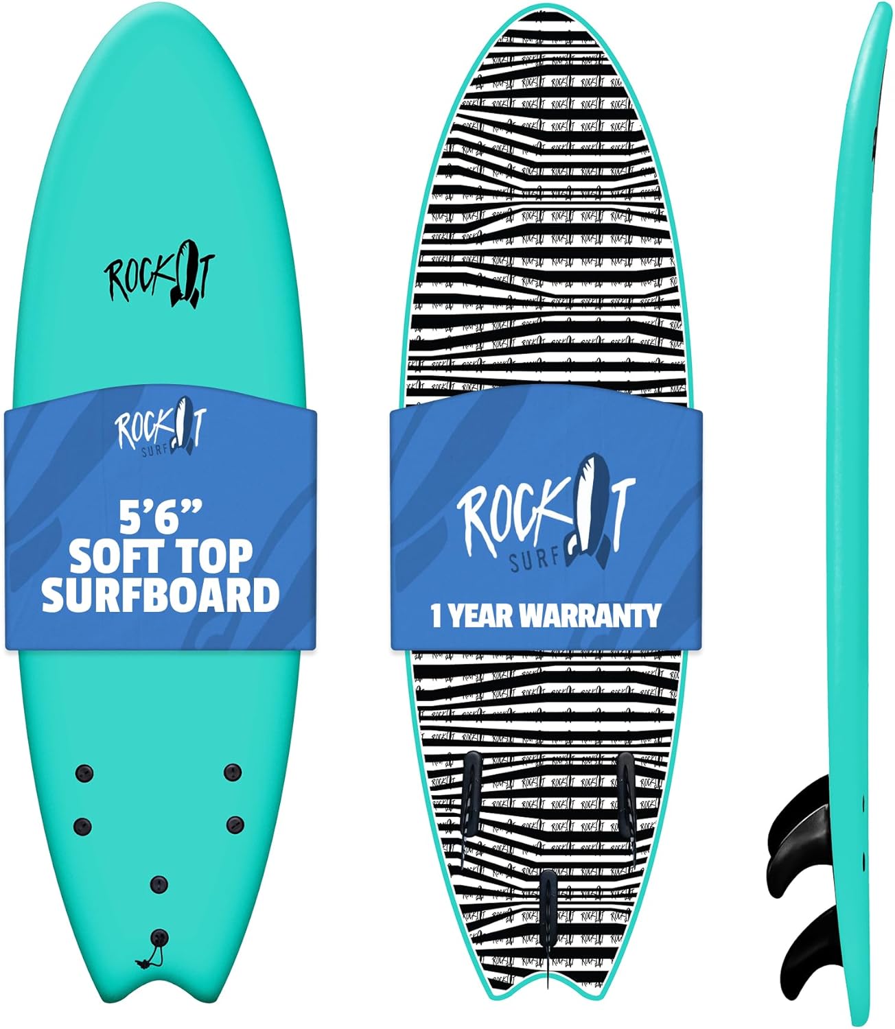 Rock-It 6' Albert Performance Fish Soft Top Surfboard Surf Board, Foam Surfboard, Kids Surfboard, Adult Surfboard, Tabla De Surf, Beginner Surfboard