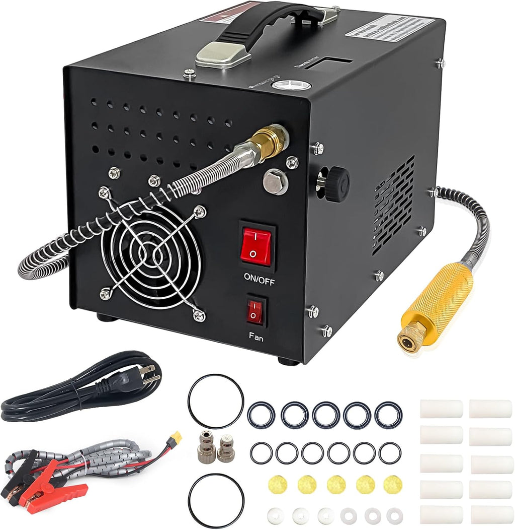 Portable Air Compressor, 300W Electric, 4500 PSI Max Pressure, 40 Amp, Metal Construction, 60cm Hose