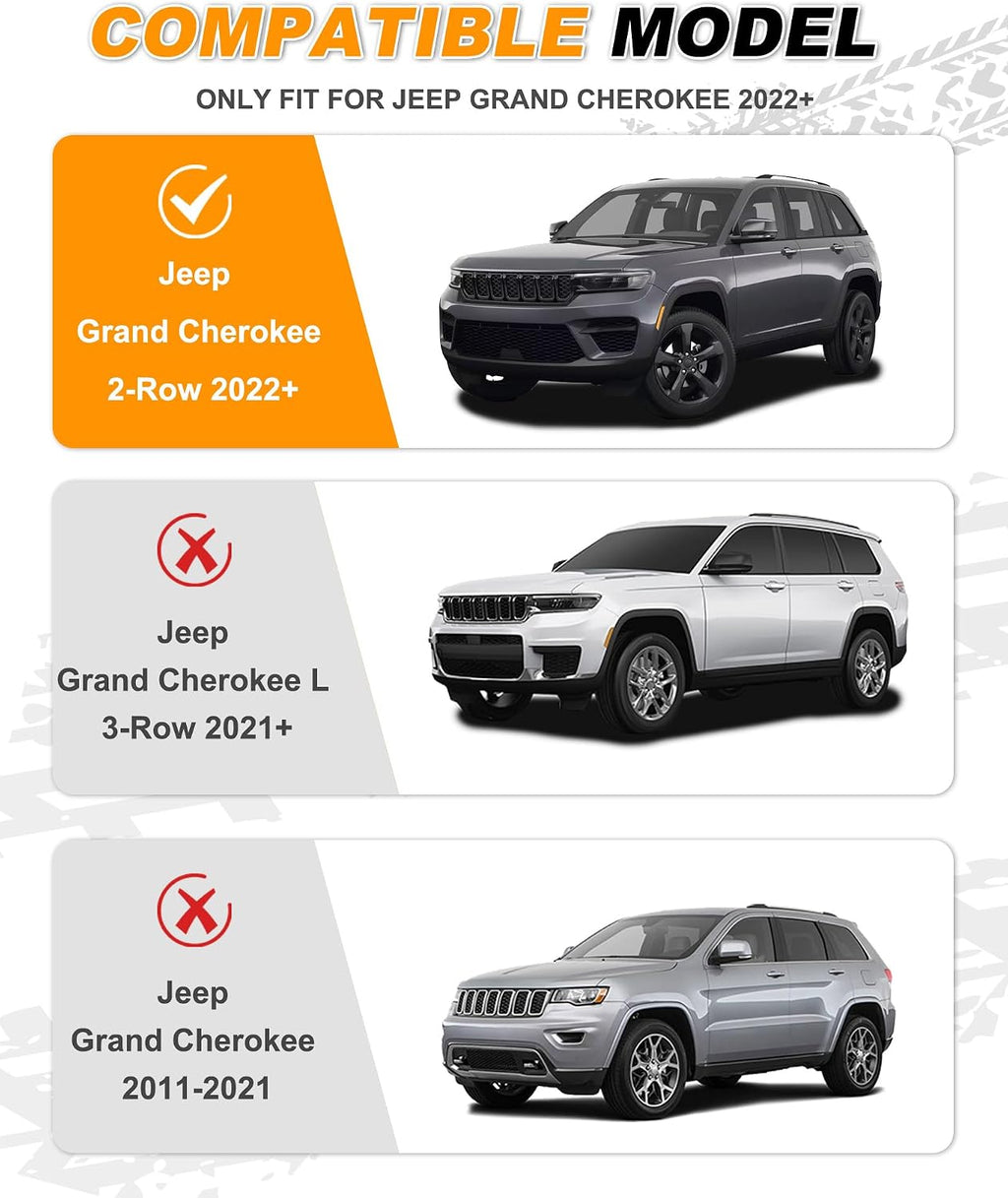 Running Boards Fit for 2022-2026 Jeep Grand Cherokee 2-Row SWB (Except 4xe) Black Aluminum Side Steps