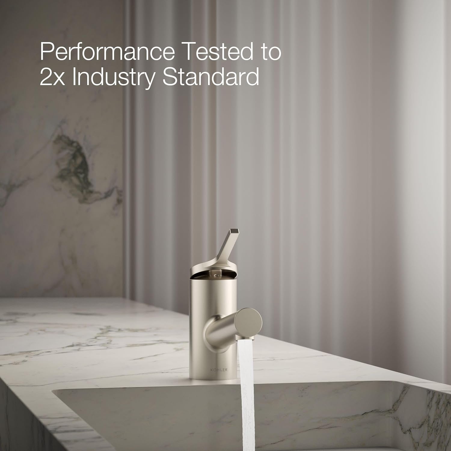 KOHLER K-33590-4N-BN Elate® Short Single-Handle Bathroom Sink Faucet, Single-Hole Bathroom Faucets, 0.5 GPM, Vibrant Brushed Nickel