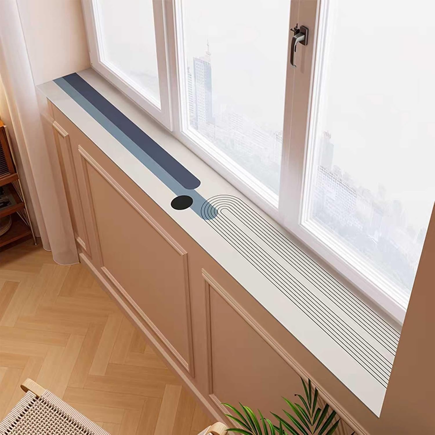 Drsyffsup Window Sill Absorbent Mat 4'-27' Wide, Minimalist Customized Bay Window Cushion Cover, Non-Slip Windowsill Protector for Balcony(27x71in/70x180cm)