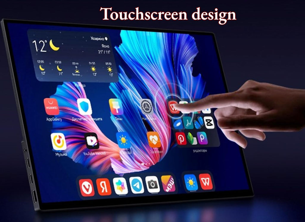 Bewinner 16in Portable Touchscreen Monitor, 1920x1200 60Hz HD Laptop Monitor, Gaming Monitor Travel Monitor with Dual USB C for Switch, for for PC Tablet