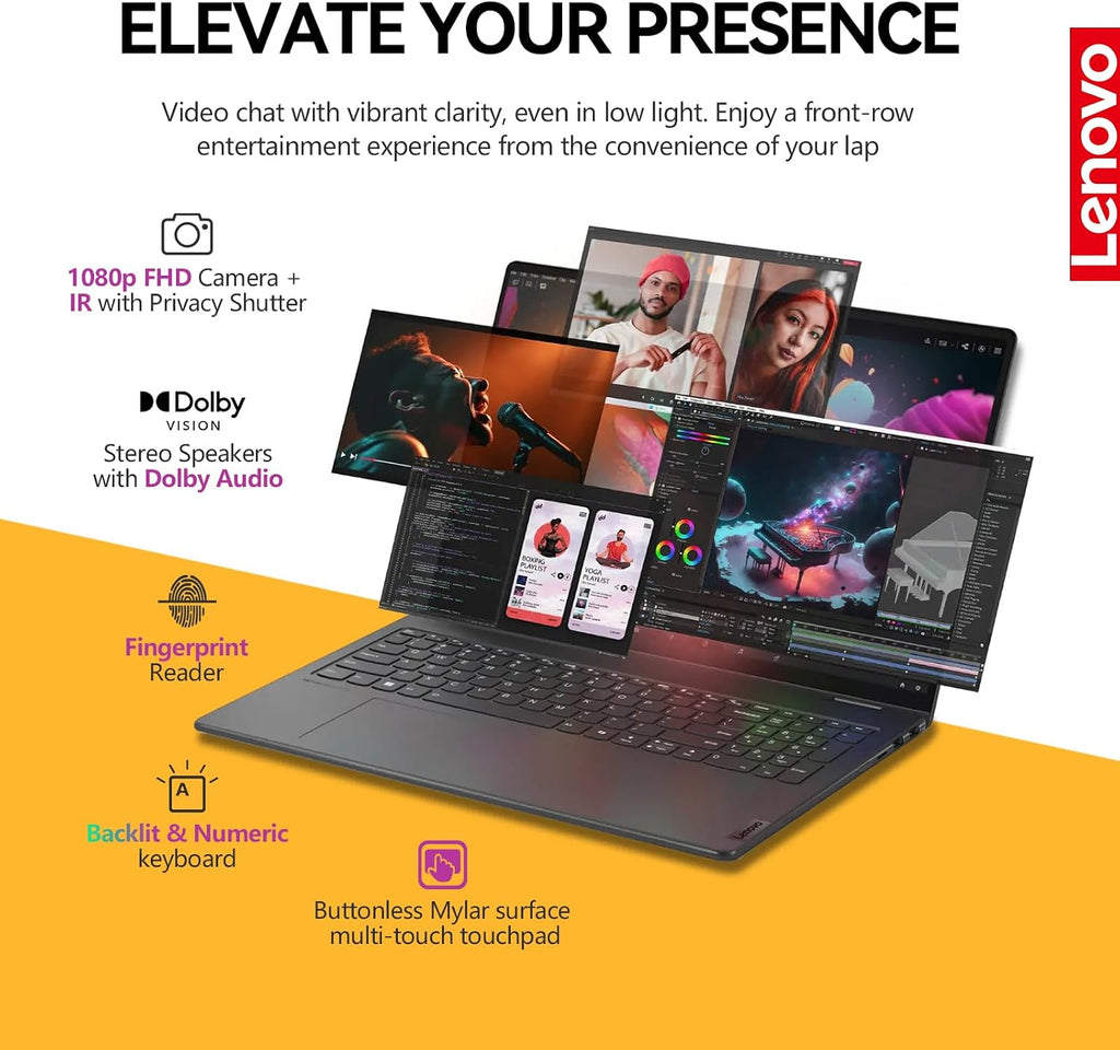 Lenovo Yoga 7i 2 in 1 Laptop Touchscreen, 16' FHD+ 360 Foldable Touch Screen Convertible, Intel Core Ultra 7, Windows 11 Laptop PC, Backlit 10-Key, Fingerprint (16GB DDR5 RAM| 512GB SSD)