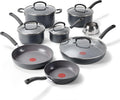 T-Fal Ultimate Hard Anodized Nonstick 13 Piece Cookware Set, Oven Safe Up to 400°F, Pots and Pans Set, Includes Frying Pans, Saucepan, Stockpot, Cooking Utensils, Stone