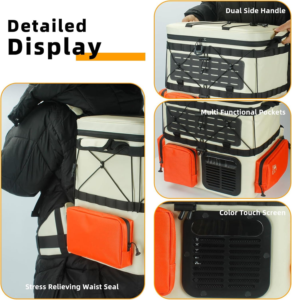 Bxiadbzl Backpack Car Refrigerator 19QT/18L - 12V DC/AC Compressor Cooler, -4~68℉ Quick Freeze for Truck,RV,Camping
