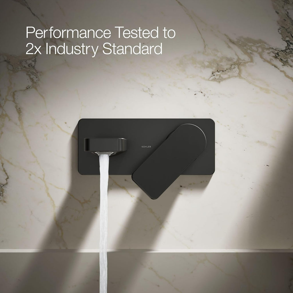 Kohler 22567-4-BL Parallel® Wall-Mount Single-Handle Bathroom Sink Faucet, 1.2 gpm, Matte Black