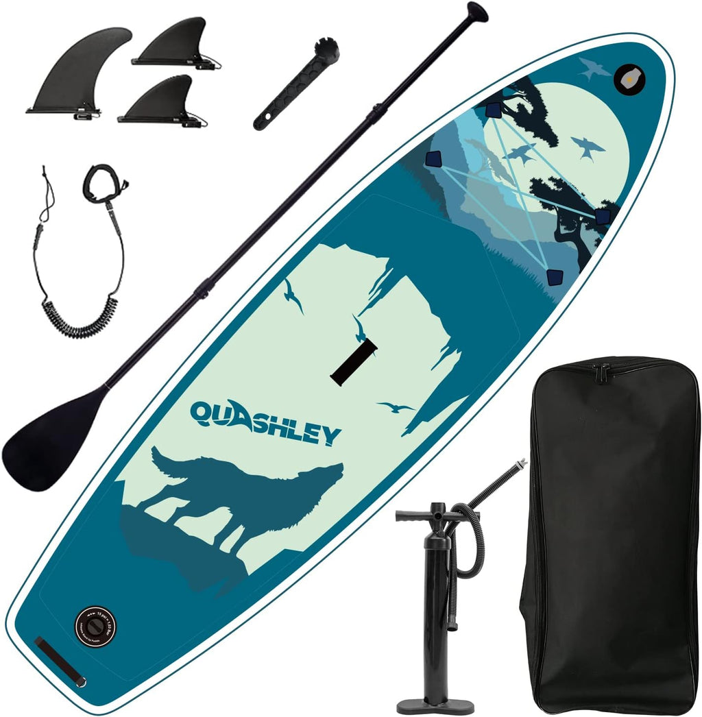 Inflatable Paddle Board 9.9'x33 x5 with Premium SUP Accessories & Backpack, Wide Stance, Bottom Fin for Paddling, Paddle, Leash, Surf Control, for Youth & Adult