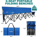 1MORE Portable Folding Bench, Foldable Sideline Bench for Team, 6 Seats Outdoor Camping Chair with Carry Bag & Backrest, Team Sport Sideline Bench for Football,Soccer, Fishing. Blue