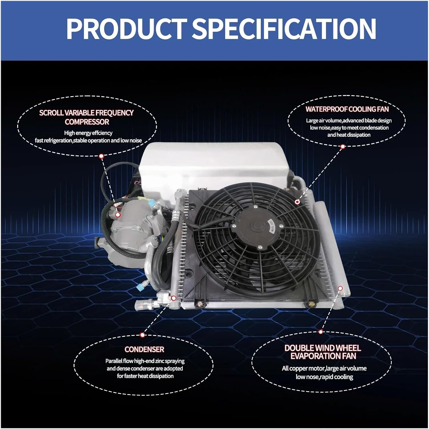 Rooftop Air Conditioner Electric RV 12V&24V Heat&Cool Roof Air Conditioner Rooftop Car Parking Ac for Truck Camper Van Caravan