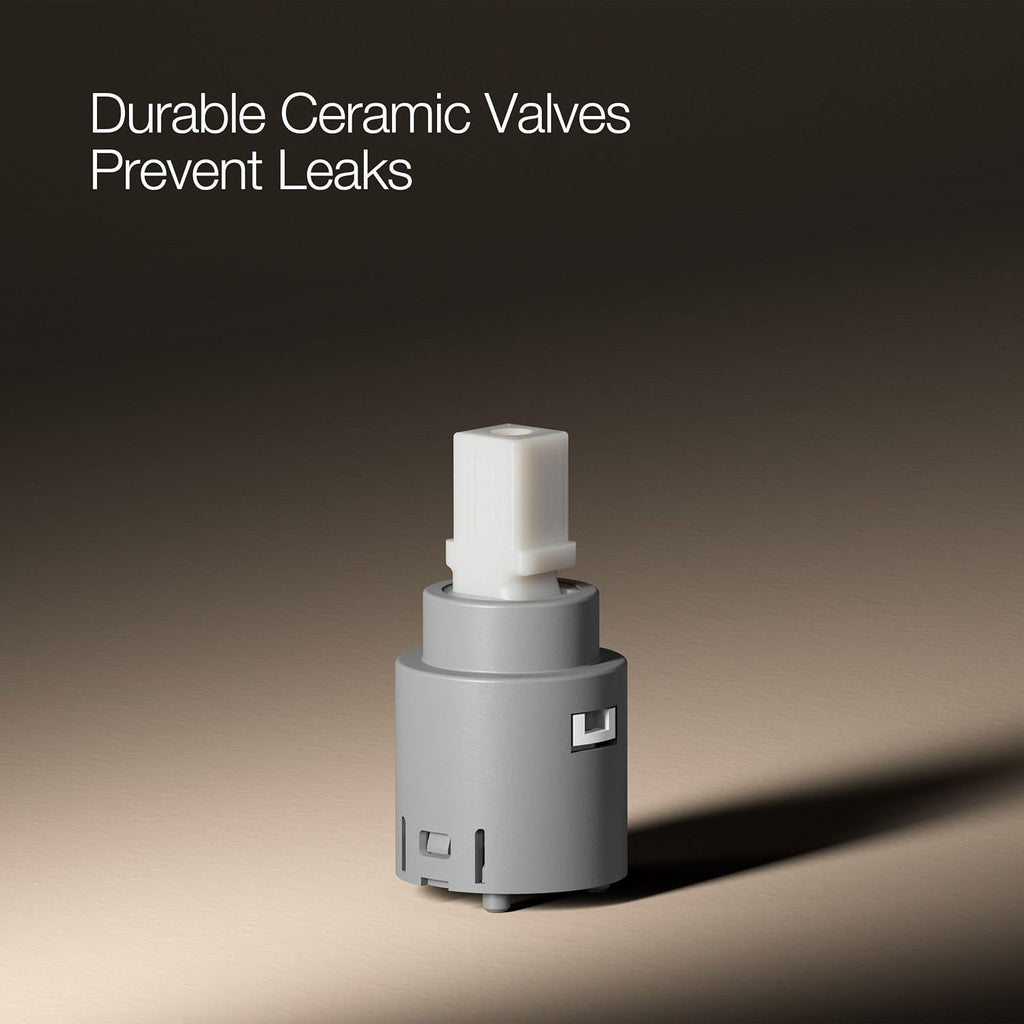 KOHLER K-27414-4-BL Tone™ Centerset Bathroom Sink Faucet, Clicker Drain, Bathroom Faucets, 1.2 GPM, Matte Black