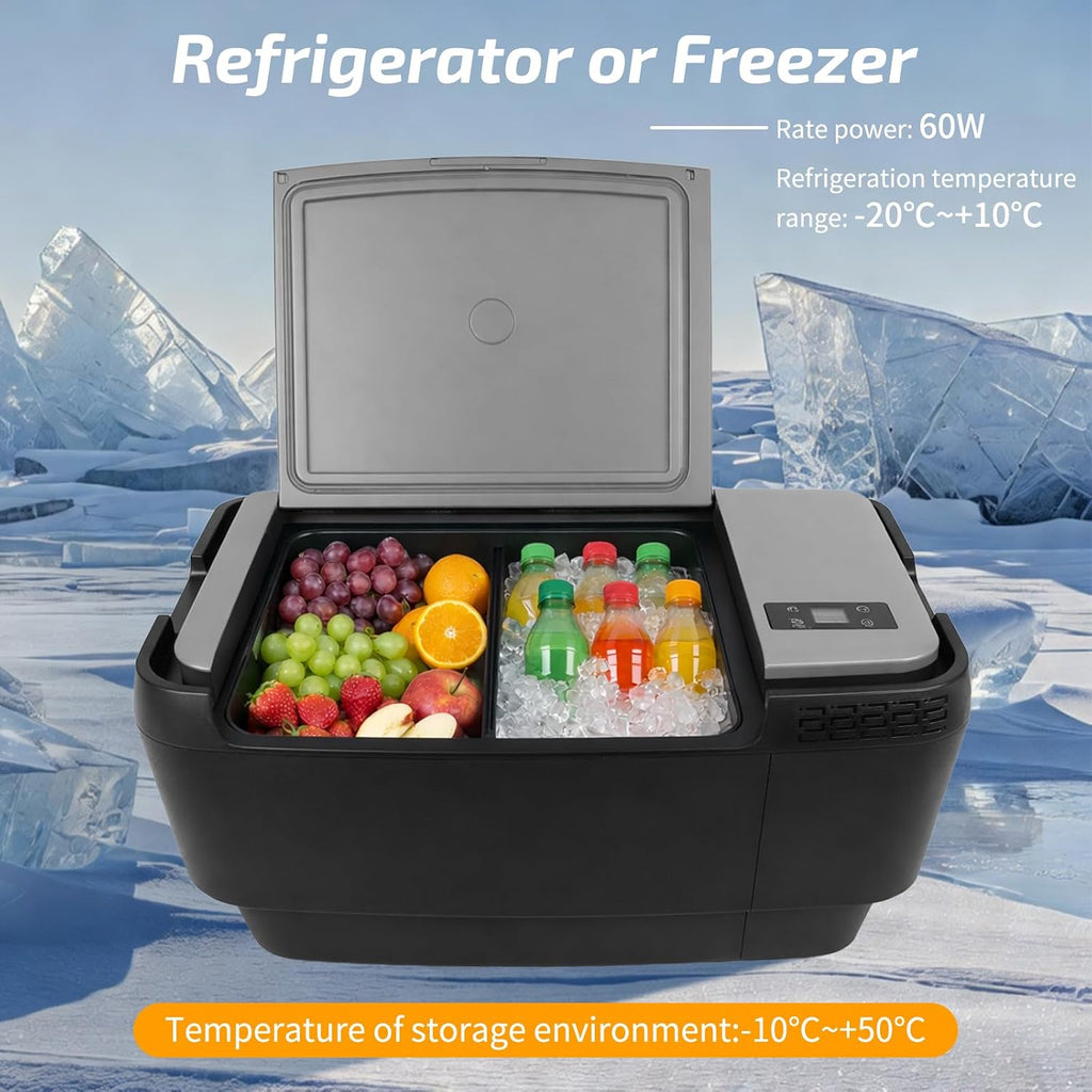 Car Refrigerator for Tesla Model Y, 37QT (35L) 12V Portable Freezer, -4℉~68℉ Trunk Fridge with APP Control, Low Noise & Energy Saving, Camping Road Trip Tailgating, 12/24V DC & 110-240V AC (Grey)