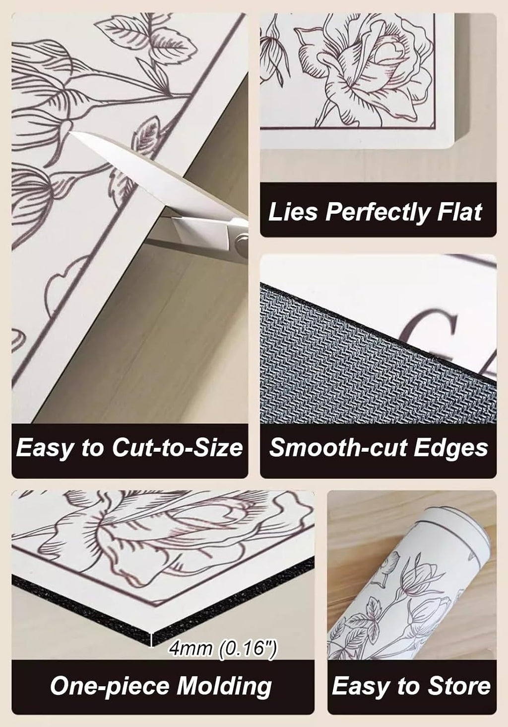 Vibeo Simple Print Bay Window Long Cover Mat, Decorative Absorbent Sill Pad with Non-Slip Backing, 4 mm Thicken Trimmable Window Seat Dustproof Liner(Style A,80x14in(203x36cm))