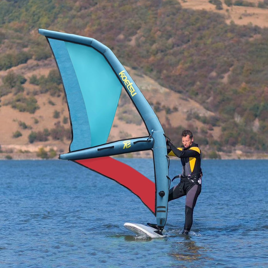 Professional Inflatable Paddle Board for Adults 14.27 * 6.17 ft, Freestanding Paddle Board, with Inflatable Sail, Pump, Backpack, Foot Strap, Pump Hose