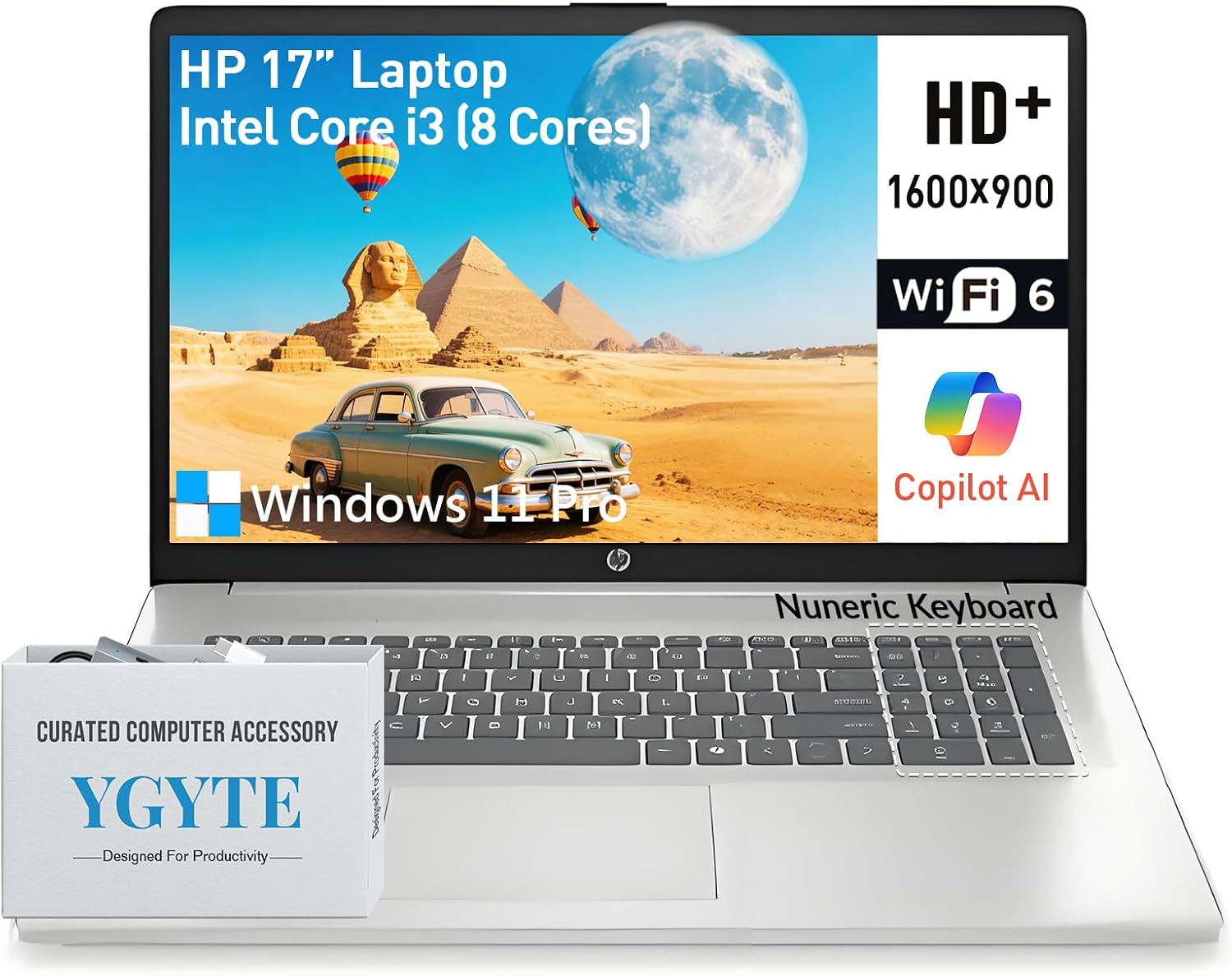 HP Laptops 17 Inch, 17.3' Laptop Computer, HD+ Large Screen, Intel Core i3 (8-Cores), 16GB RAM 1TB SSD, Windows 11 Pro, Number Pad, Wi-Fi 6, USB-C