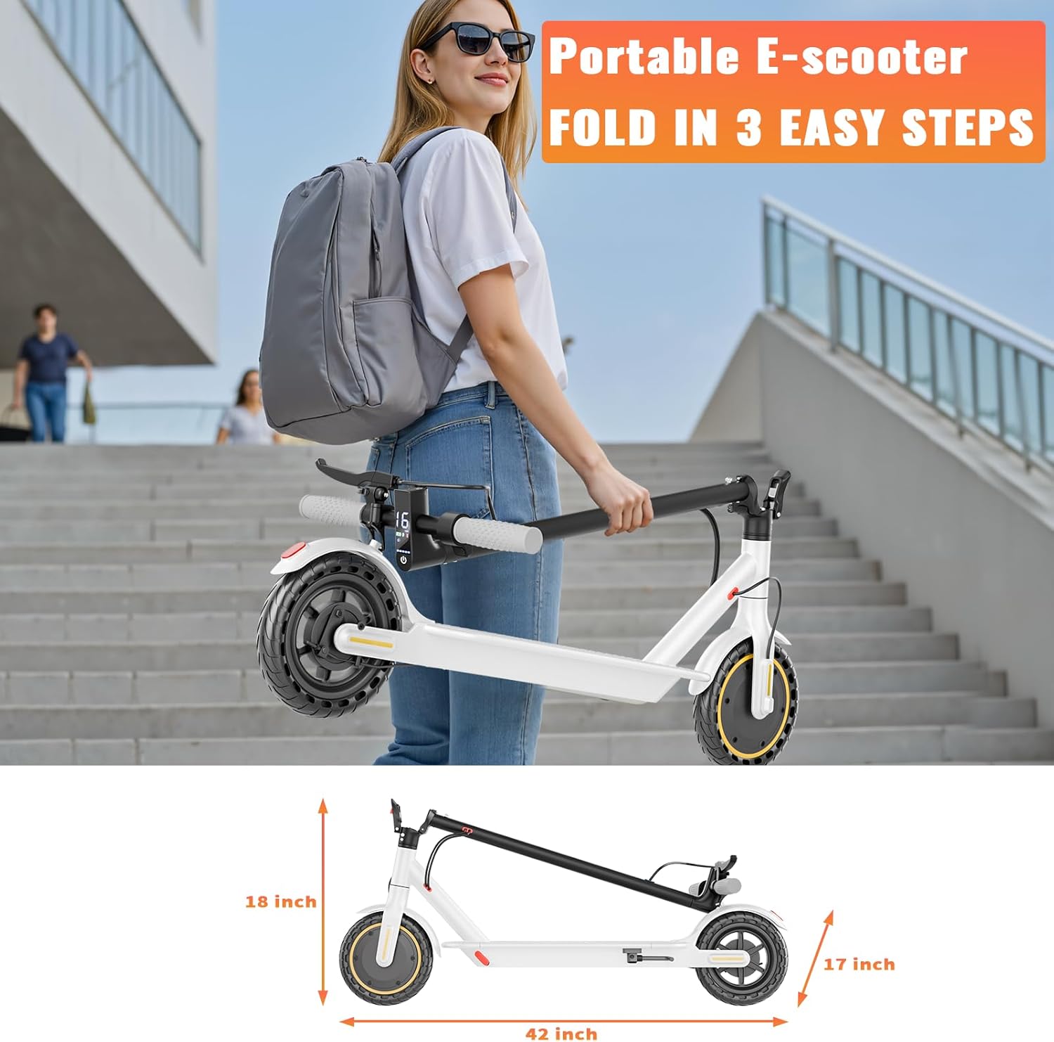 Qlaway 8.5' E Scooter for Adults 19/22 MPH 350/500W Motor 187.2/288.6/441WH Battery, Motorized Scooter Up to 22 Miles Range, Foldable Bearing 265 LBS/APP Control