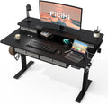 FiCiHi Adjustable Height Standing Desk with 4 Drawers,48 x 30 inches Electric Sit Stand Home Office Desk with Two Tiers, 3 Memory Presets, Monitor Stand Riser, USB A/C Charging Port