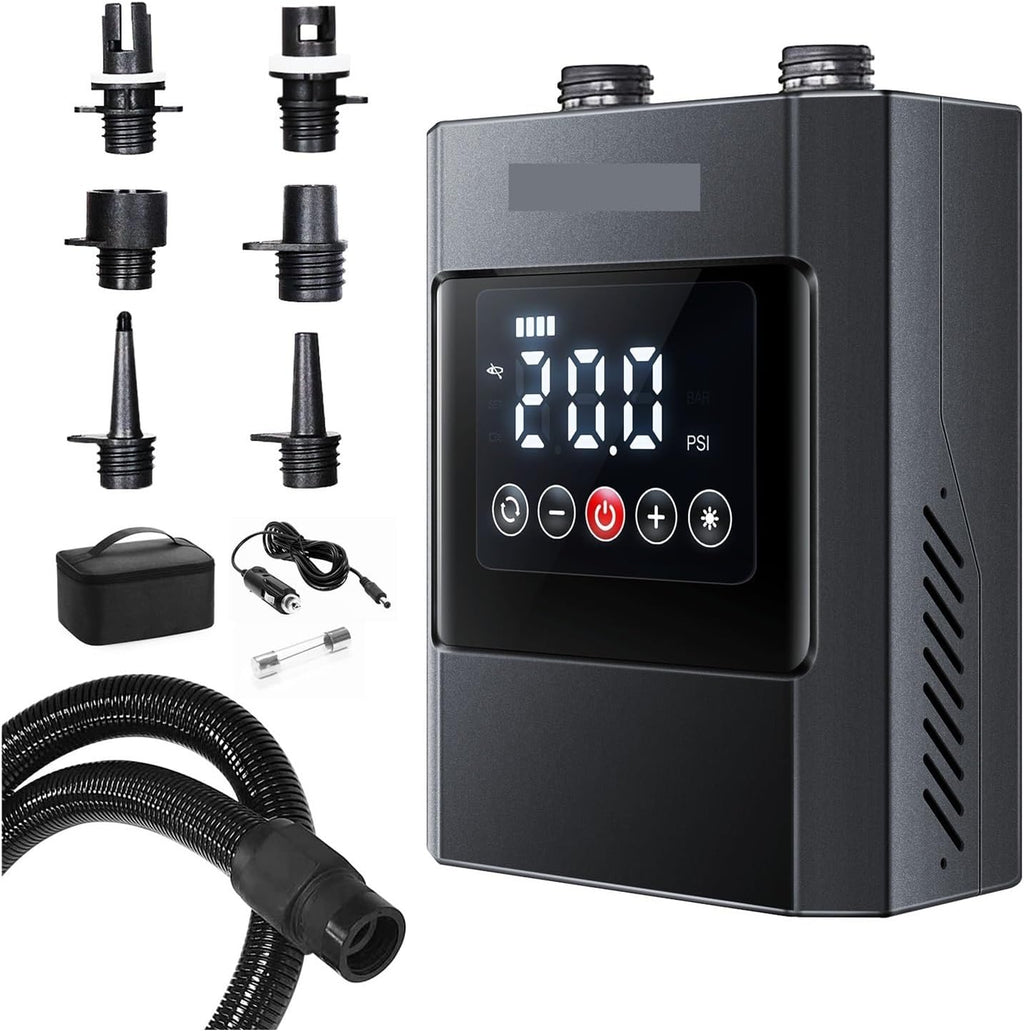 Tire Inflator, 20PSI SUP Electric Pump Rechargeable Deflatable Air Inflator For Surfing Paddle Board Boat,Dual Use Air Pump