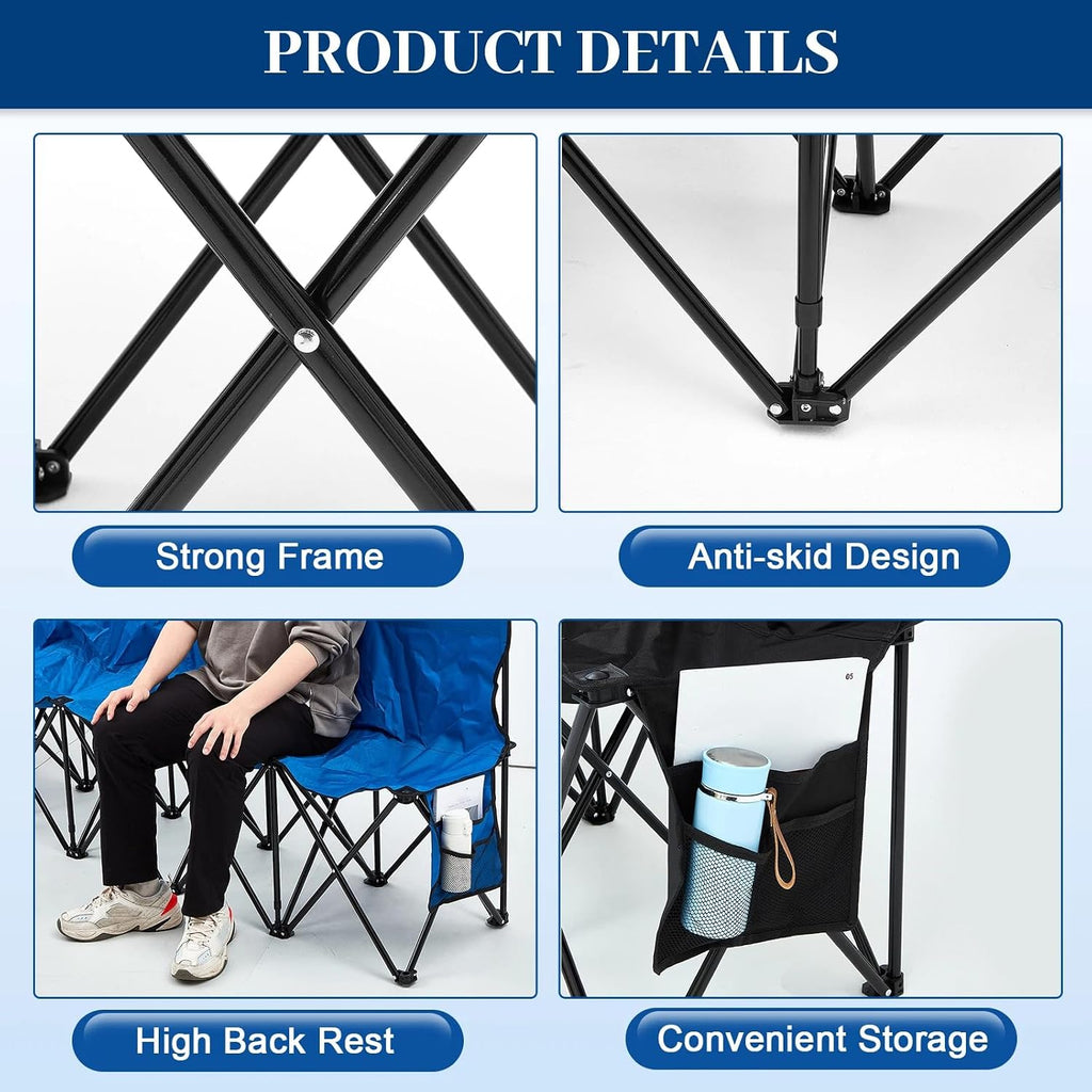 Kigley 6 Seats Folding Soccer Bench Chair Portable Team Sports Sideline Bench for Football Camp Travel Events Outdoor Seating with Storage Bag(Blue)