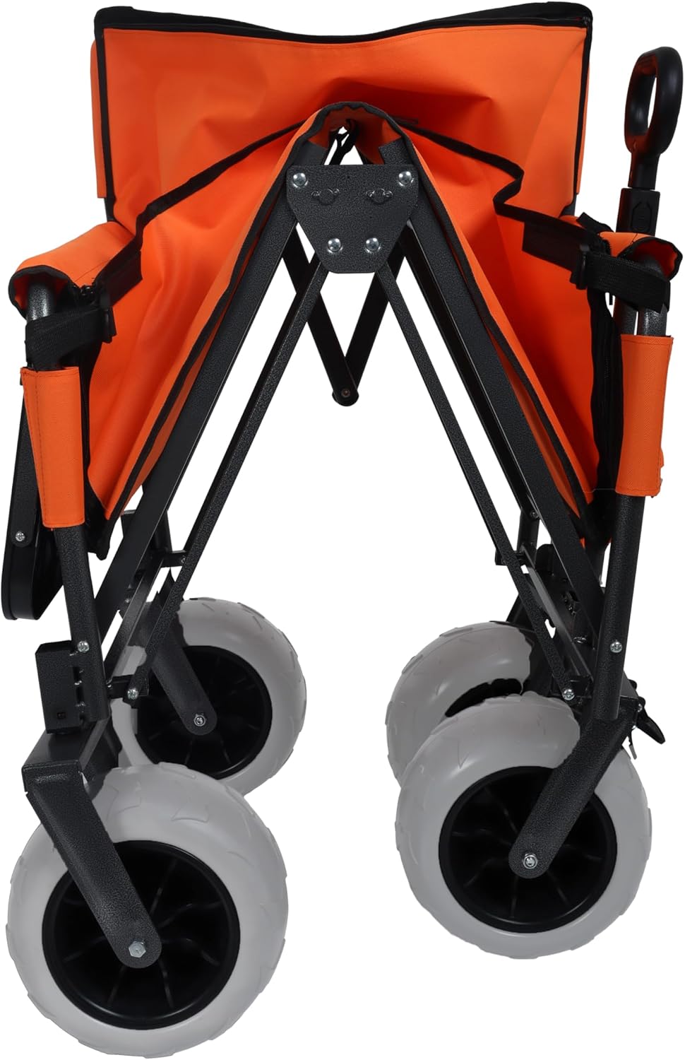 3-in-1 Folding Wagon with Bench Seat – 500lbs Capacity,Reinforced Carbon Steel Frame, 180L Cargo Space– Perfect for Camping, Beach, Outdoor Events & Heavy-Duty Hauling (Orange+ Cup Holder)