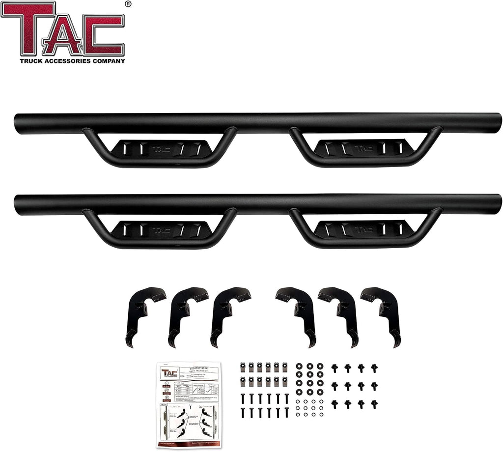TAC Side Steps Compatible with 2020-2025 Jeep Gladiator JT | 4' Drop Running Boards Nerf Bars | Pickup Truck Off-Road Exterior Accessories | Fine Texture Black 2pcs