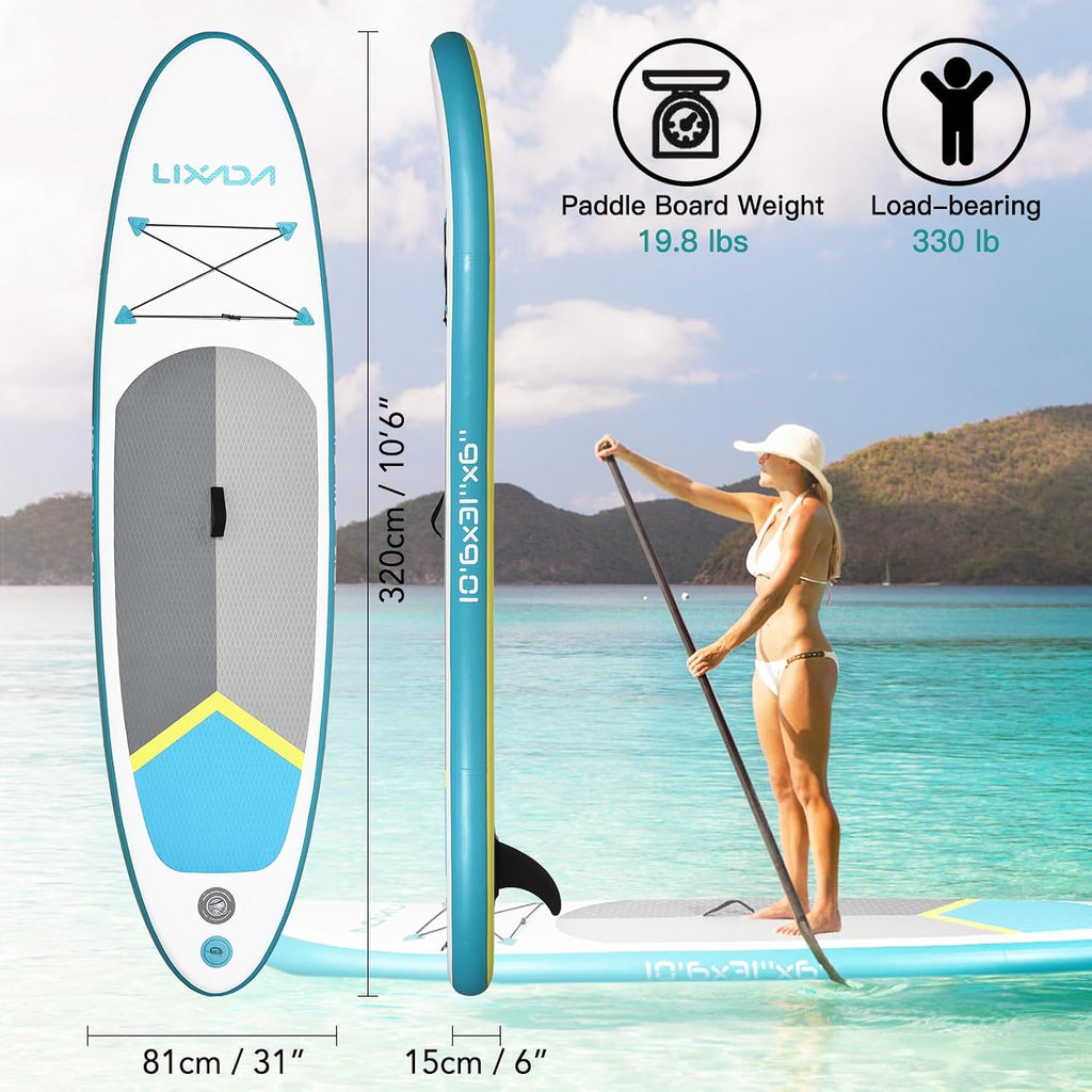 Lixada Inflatable Paddle Board Kit Inflatable Stand Up Paddle Board 12'6'x 32' x 6' with Backpack Non-Slip Deck Paddleboarding Complete Kit for Youth Adults