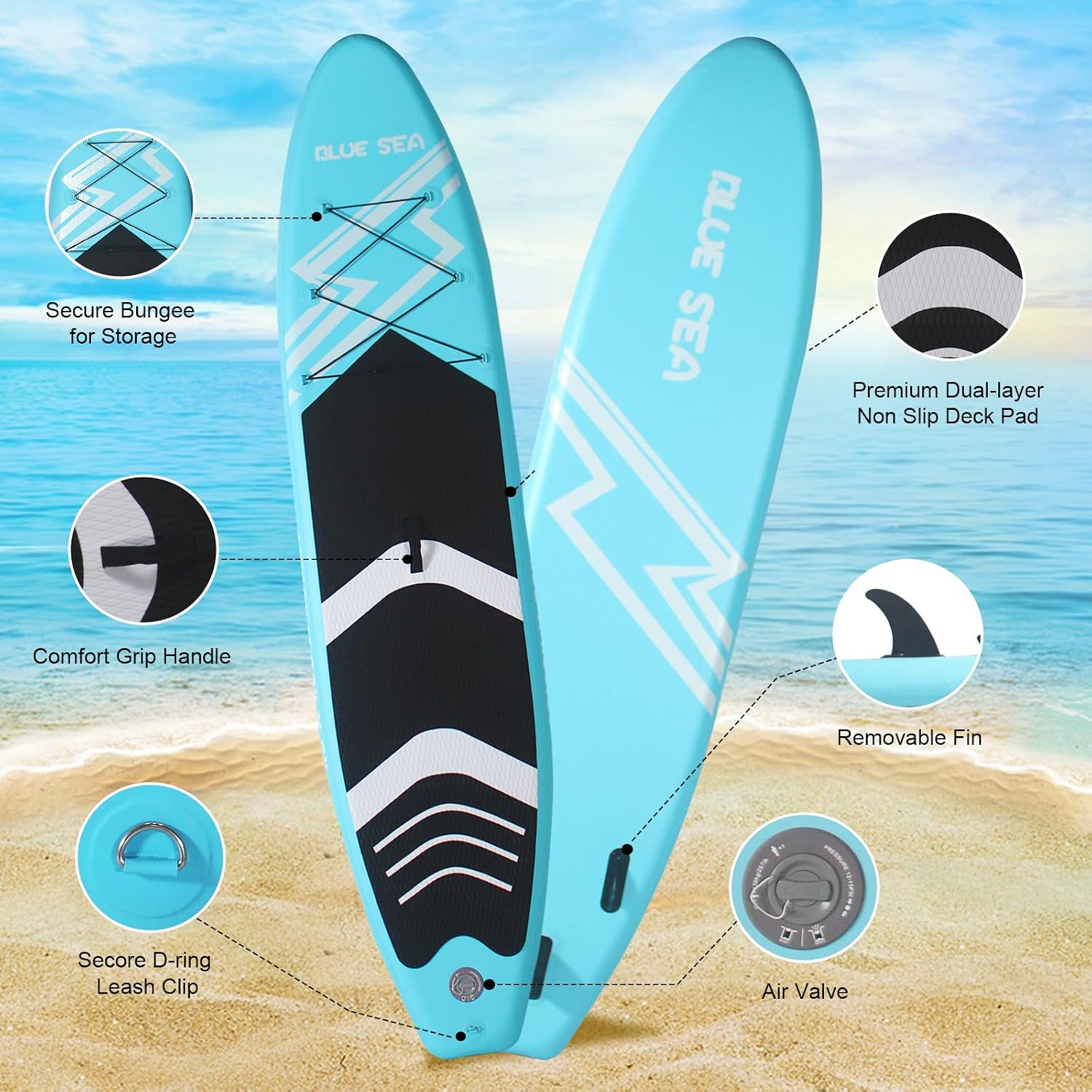 Inflatable Stand up Paddle Board, Extra Wide SUP, with Premium Paddleboard Accessories, Hand Pump, Backpack, Adult & Youth, for Yoga Fishing Paddling