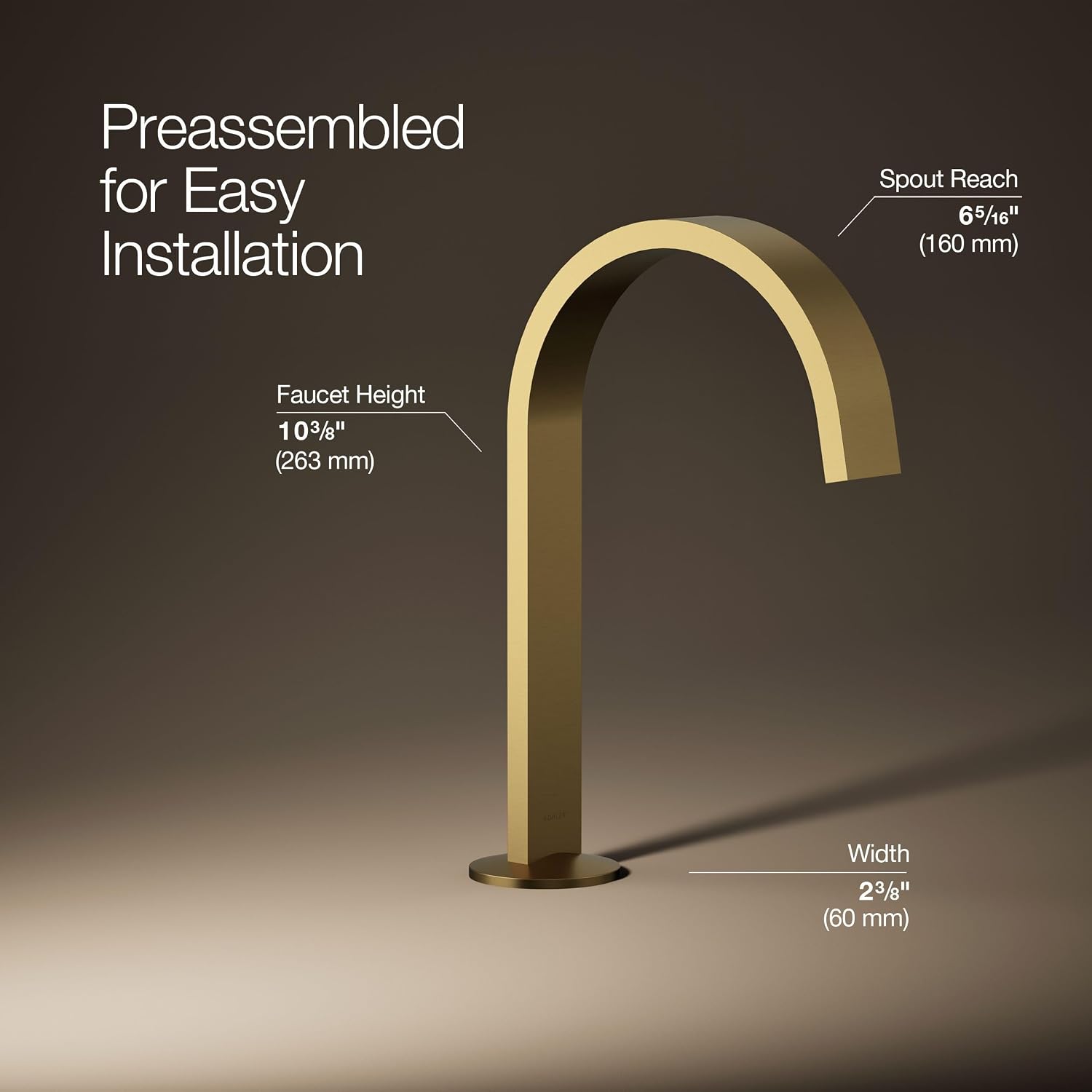 Kohler 77968-2MB Components® Bathroom Sink Faucet spout with Ribbon Design, 1.2 gpm, Vibrant Brushed Moderne Brass
