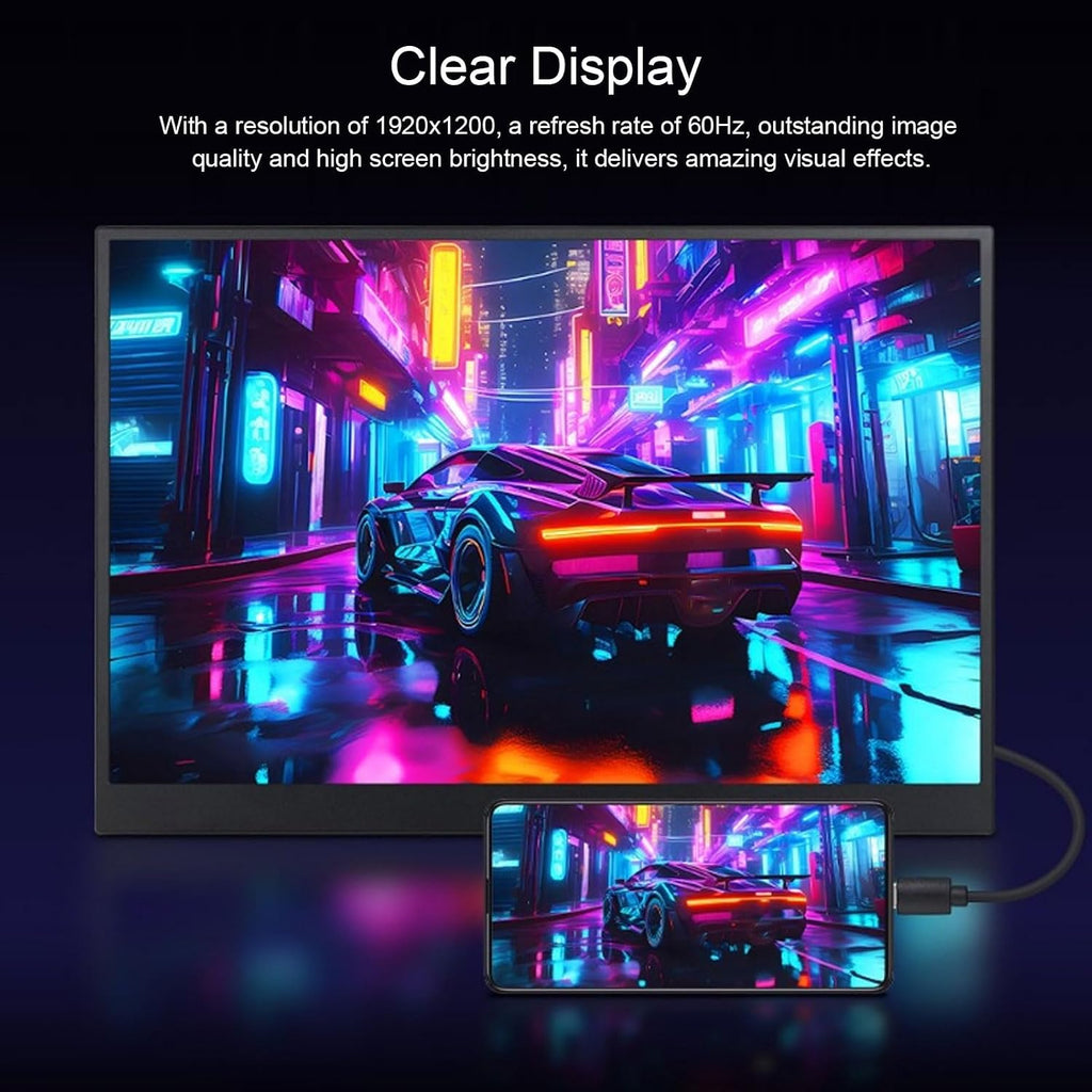 Bewinner Portable Monitor 14 Inch, Ultra Slim 1920x1200 HDR Screen, USB C HDMI Plug & Play, External Second Computer Display for Laptop PC Phone