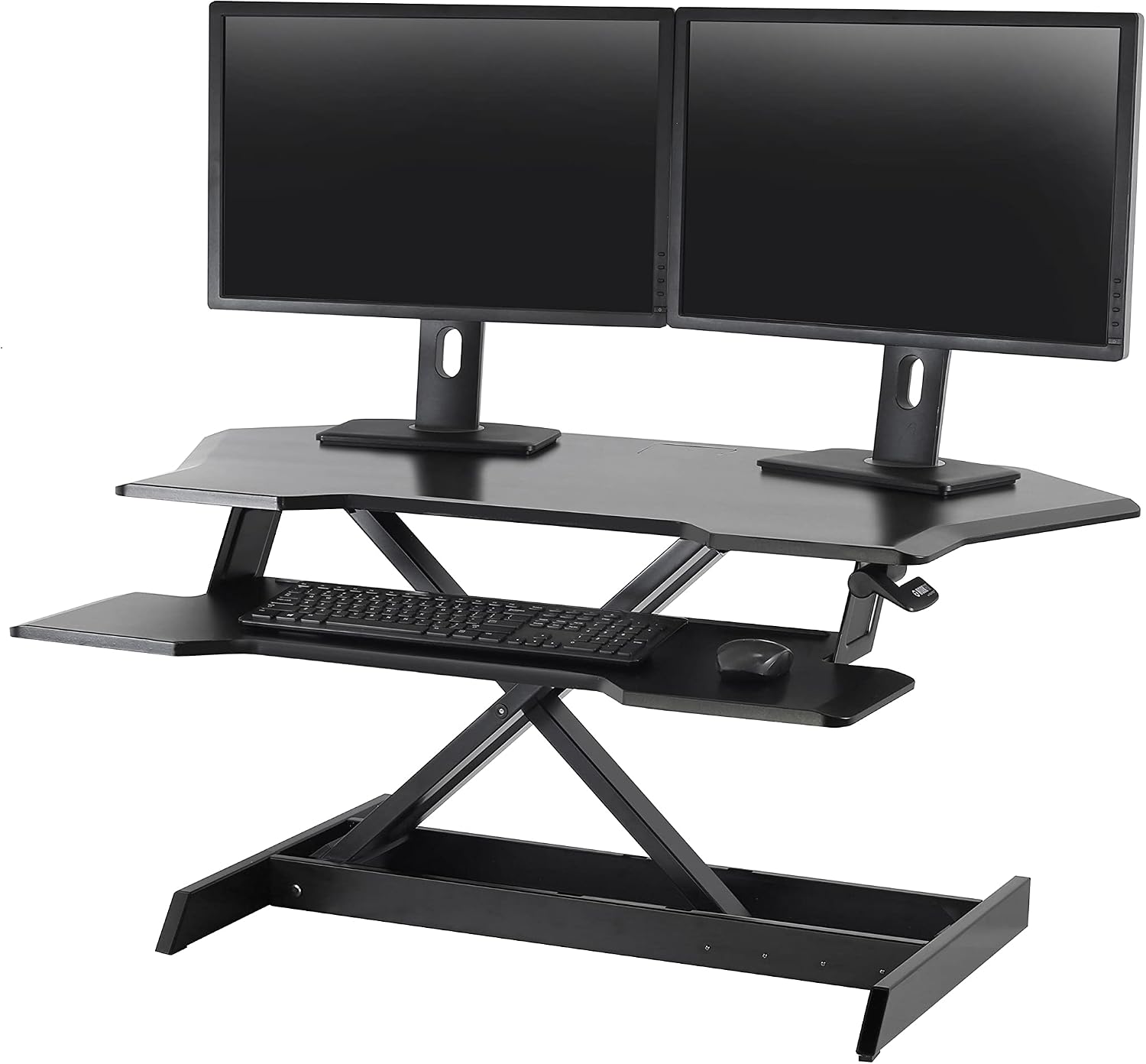 Ergotron – WorkFit Corner Standing Desk Converter, Dual Monitor Sit Stand Ergonomic Desk Riser for Tabletops – 44.8 Inch Width, Black