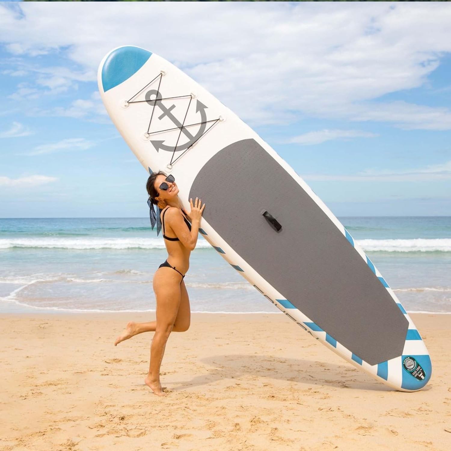 Inflatable Paddle Board,Stand Up Paddle Board,Anti-Slip EVA Deck,Complete SUP Accessories for All Skill Levels,Widened Paddleboard Equipped with Removable Fin, Hand Pump