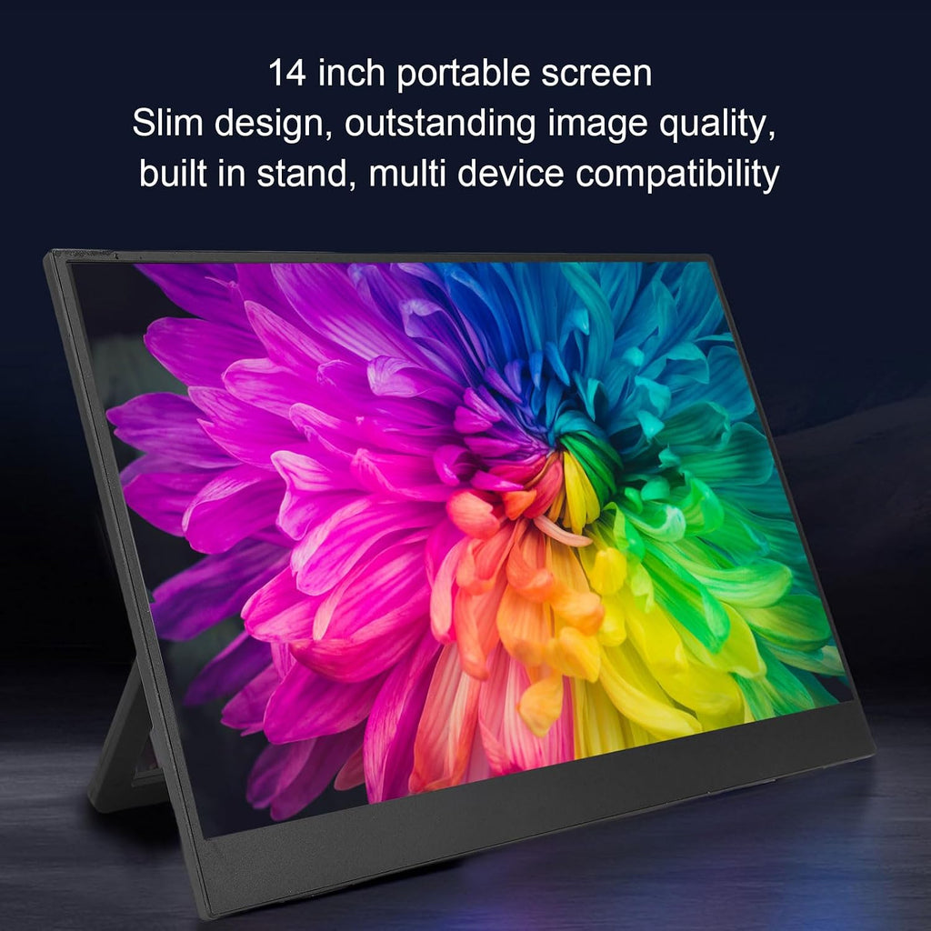 Yoidesu 14in Computer Display, 1920x1200 60Hz Laptop Screen Extender with 2 USB Type C and HD Multimedia Interface Ports, 178° 1500:1, for Tablet PC