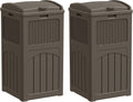 Greesum 2 Pack 33 Package Delivery Box for Outside, Waterproof Resin Garbage Bin with Lid for Hideaway, Deck, Patio, Dark Brown