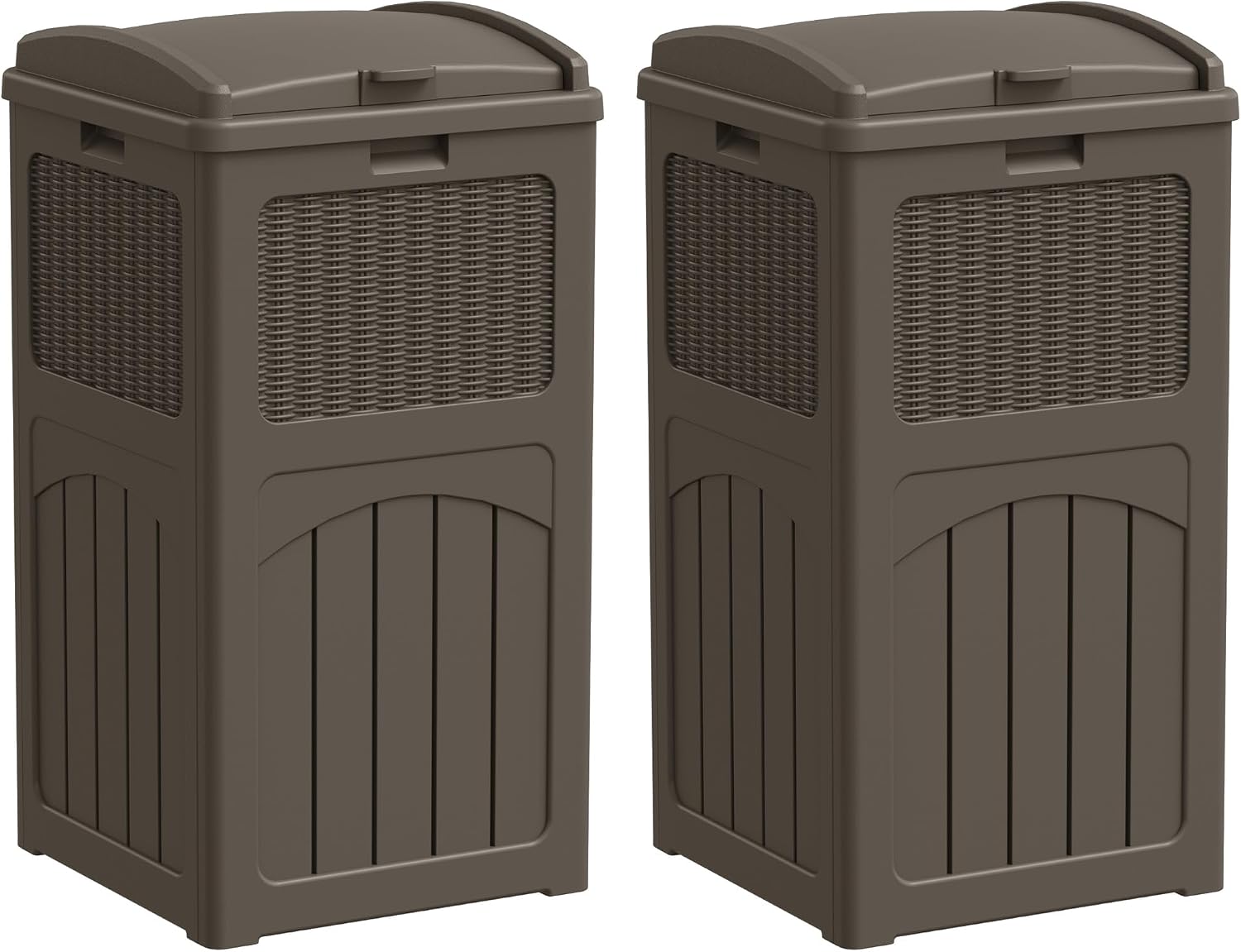Greesum 2 Pack 33 Package Delivery Box for Outside, Waterproof Resin Garbage Bin with Lid for Hideaway, Deck, Patio, Dark Brown