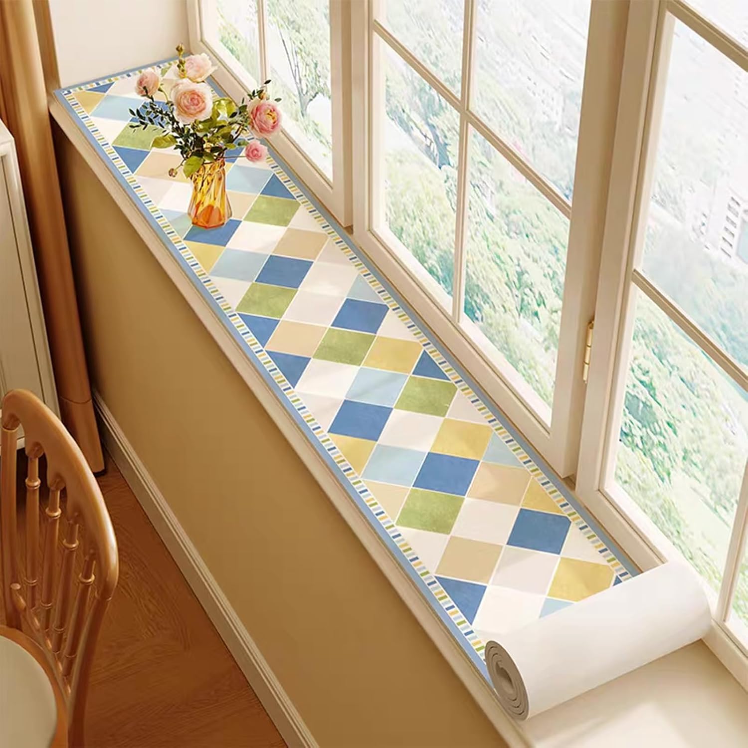 2mm Thick Window Sill Mat, Universal All Seasons Waterproof Matt for Bedroom Balcony Bay Window Tatami Cushion, Non Slip Bottom(27x71in/70x180cm)