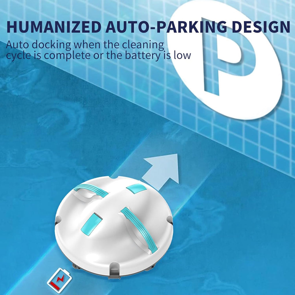 Professional Automatic Pool Cleaning Machine, Cordless Pool Vacuum Robot, with Dual Motor, 5200mAh Battery Self-Parking